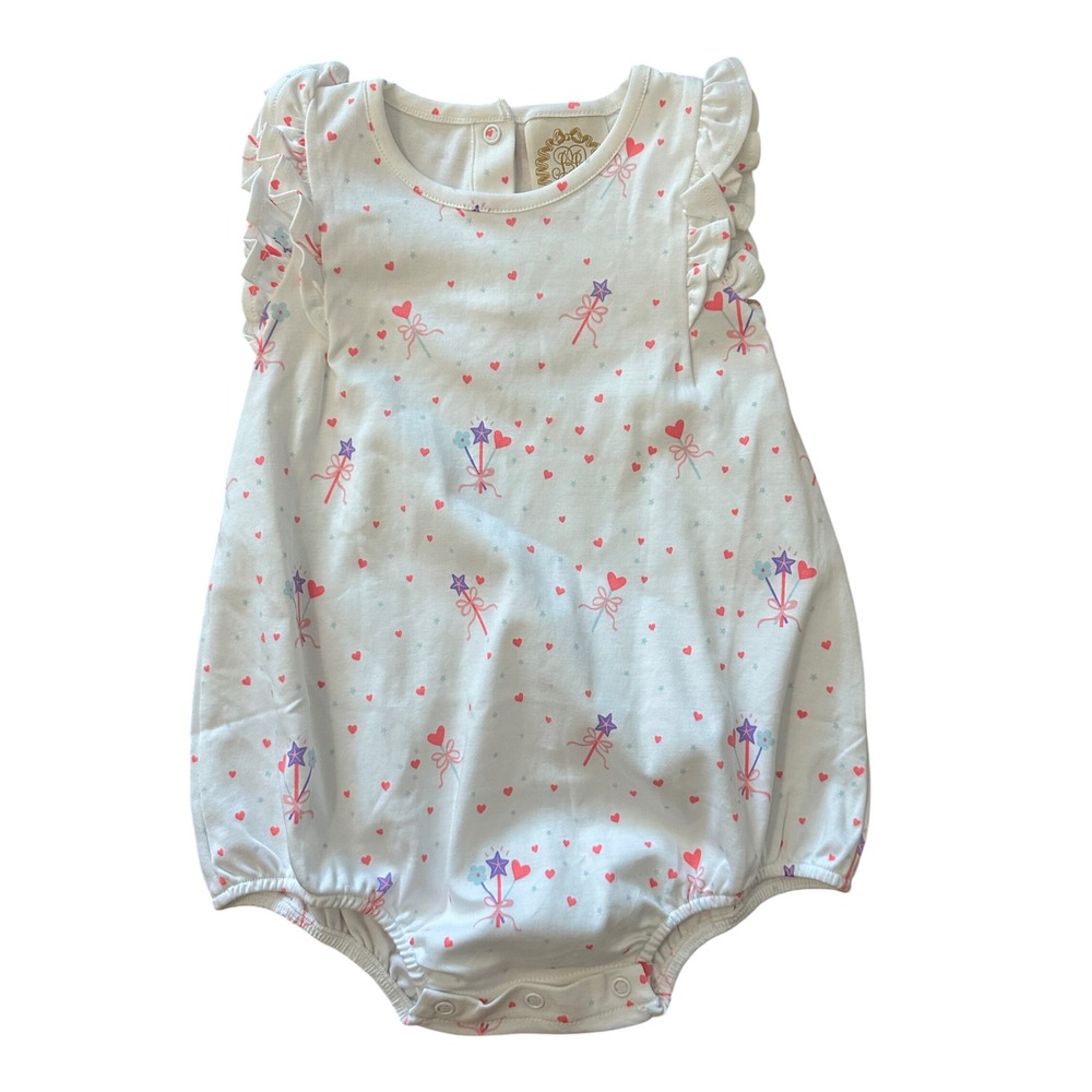 The Beaufort Bonnet Company Magic Wand Heart Pima Cotton Bubble Romper 2T